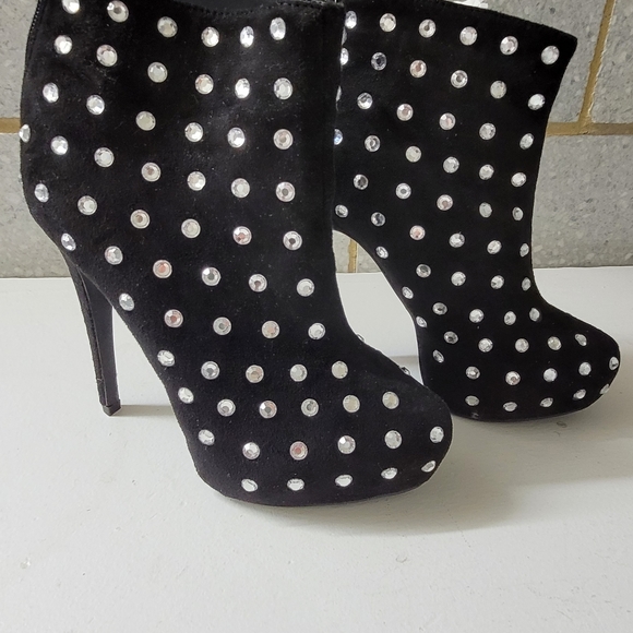Black, rhinestone hidden platform high heel boot, 7.5 - Picture 14 of 14